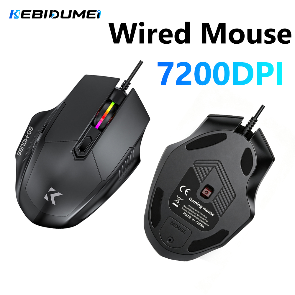Laptop Mouse - Souris filaire KEBIDUMEI 7200DPI, 6 boutons,