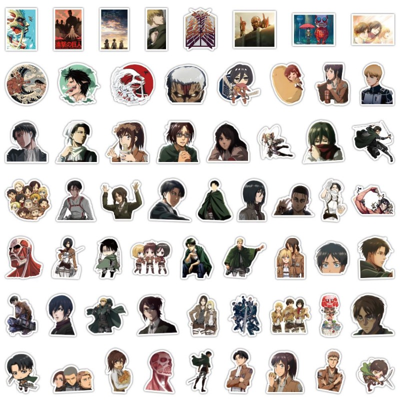 Laptop Original Accessories - 60 autocollants anime Attack on Titan,