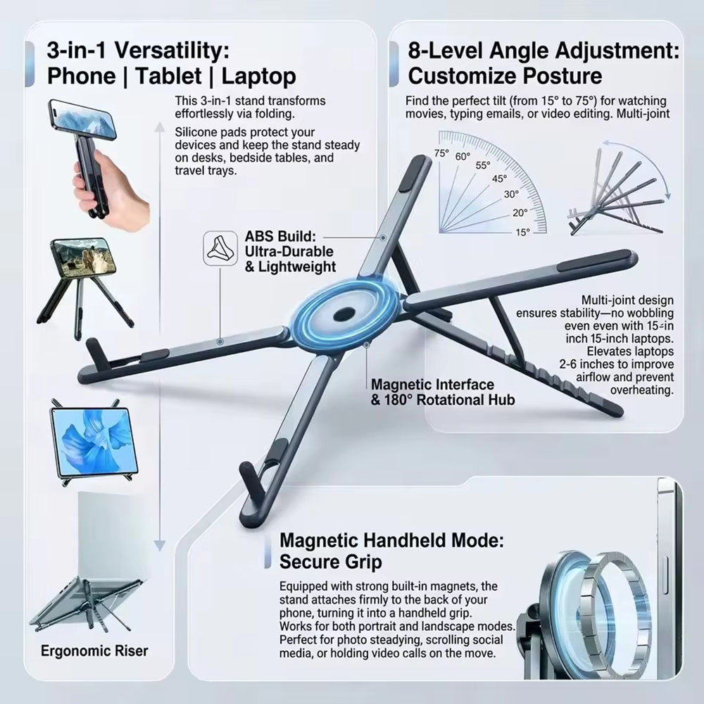 Laptop Stand - Support de téléphone magnétique portable et
