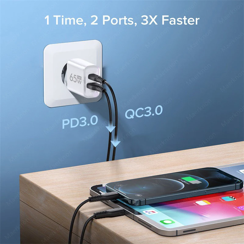 Chargeur USB-C GaN 65W, double - Laptop Charger avis et prix